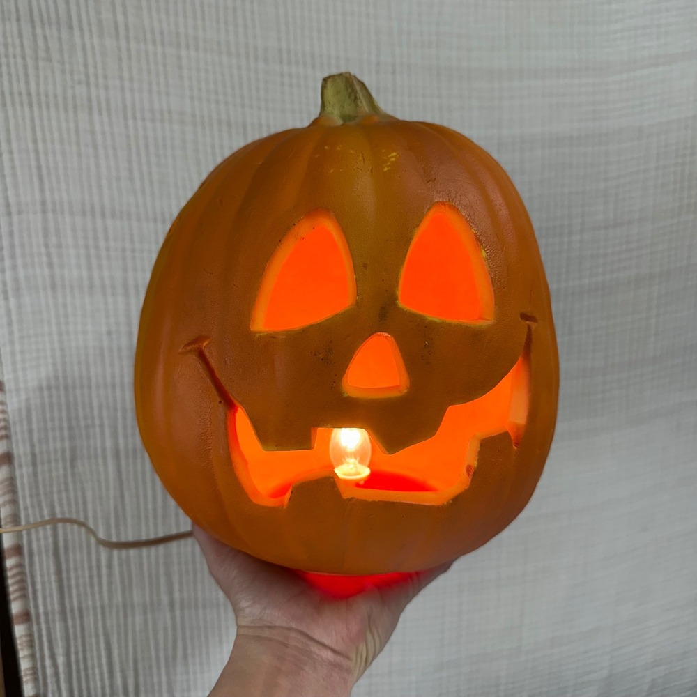 VTG 1995 Trendmasters Halloween Light Up Foam Mold Pumpkin Jack O Lantern Works